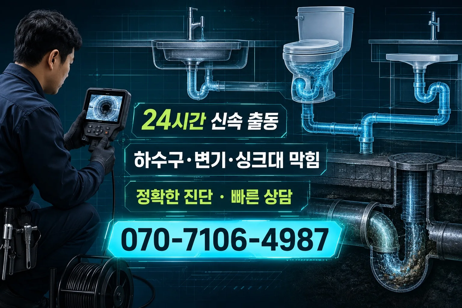해봄배관 청록 배관 진단 도면 서비스 안내